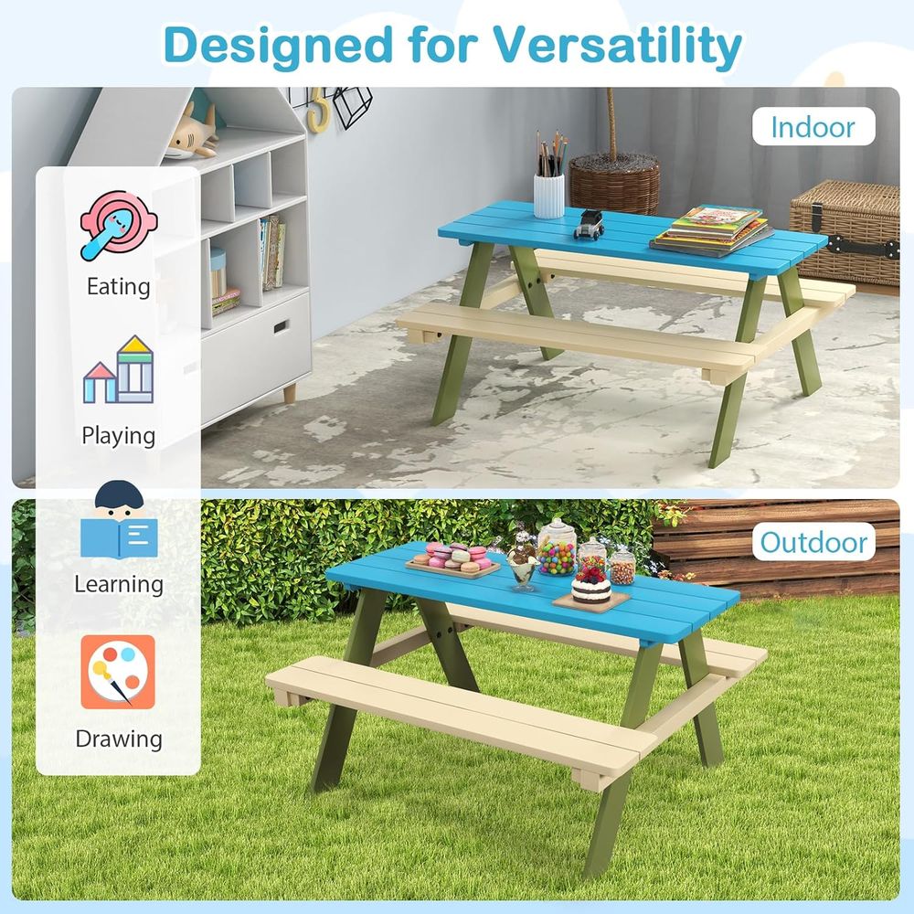 Acacia Wood Picnic Table and B - Kids Outdoor Wooden Table ulasan dan harga