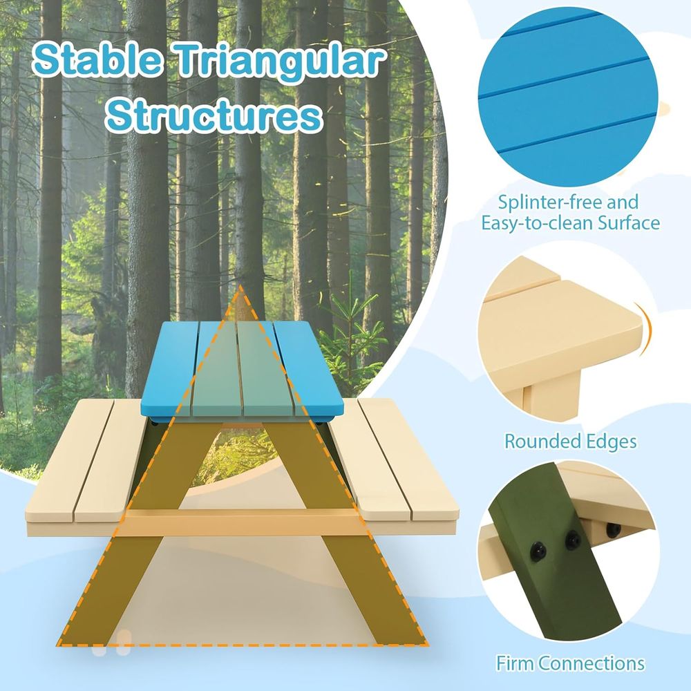 Acacia Wood Picnic Table and B - Kids Outdoor Wooden Table ulasan dan harga