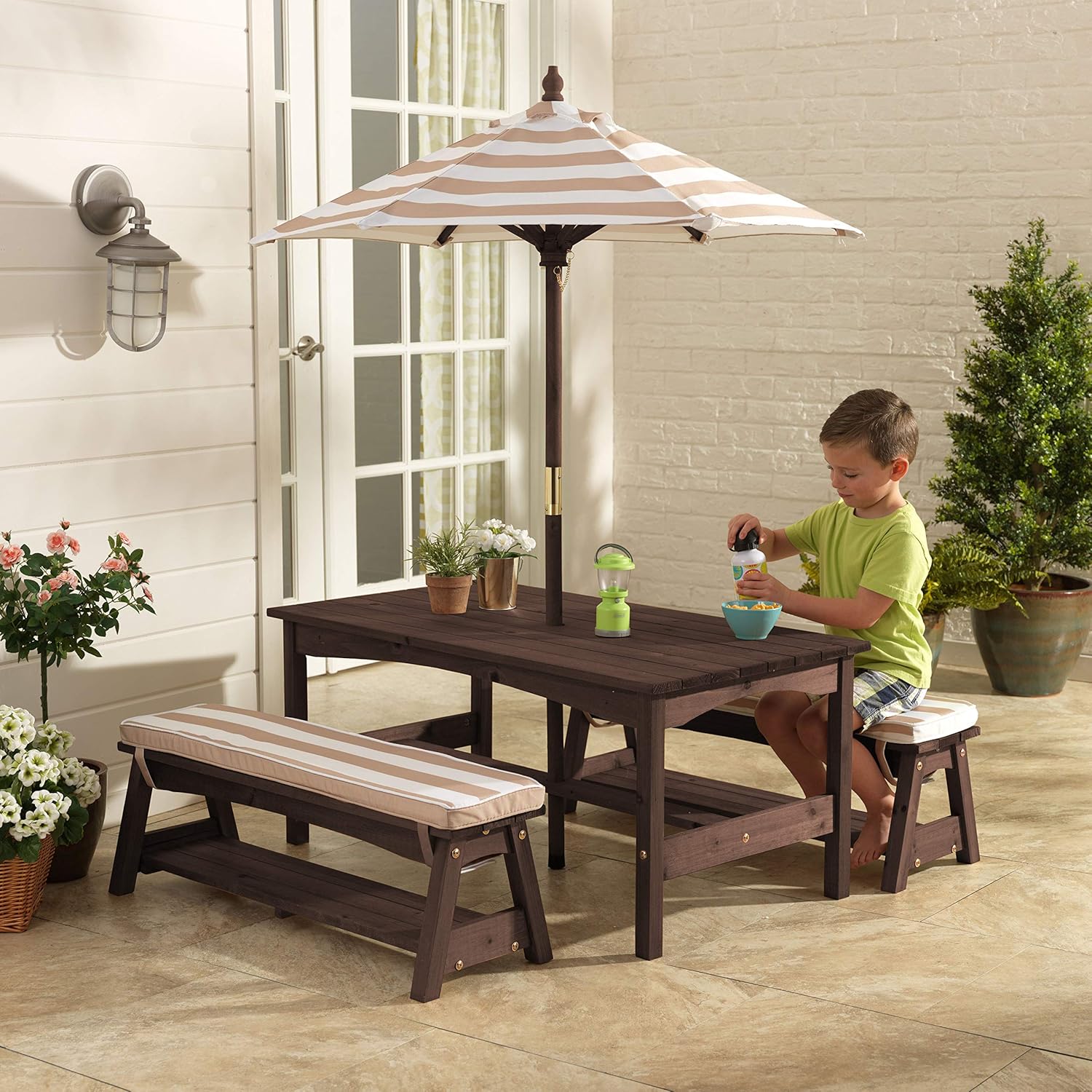 Outdoor Wooden Table & Bench S - Kids Outdoor Wooden Table ulasan dan harga