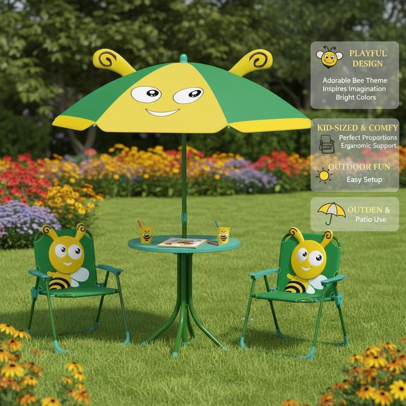 Outdoor Kids Garden Furniture  - Kids Outdoor Table And Chairs With Umbrella ulasan dan harga