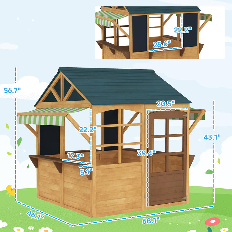 Qaba Wooden Outdoor Playhouse, - Qaba Kids Outdoor Playhouse ulasan dan harga