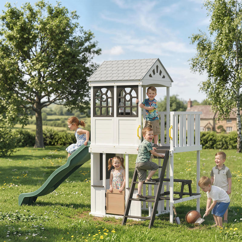 Qaba Two-Story Outdoor Playhou - Qaba Kids Outdoor Playhouse ulasan dan harga