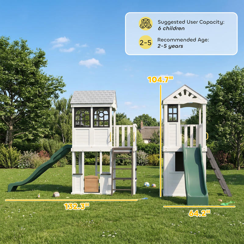 Qaba Two-Story Outdoor Playhou - Qaba Kids Outdoor Playhouse ulasan dan harga