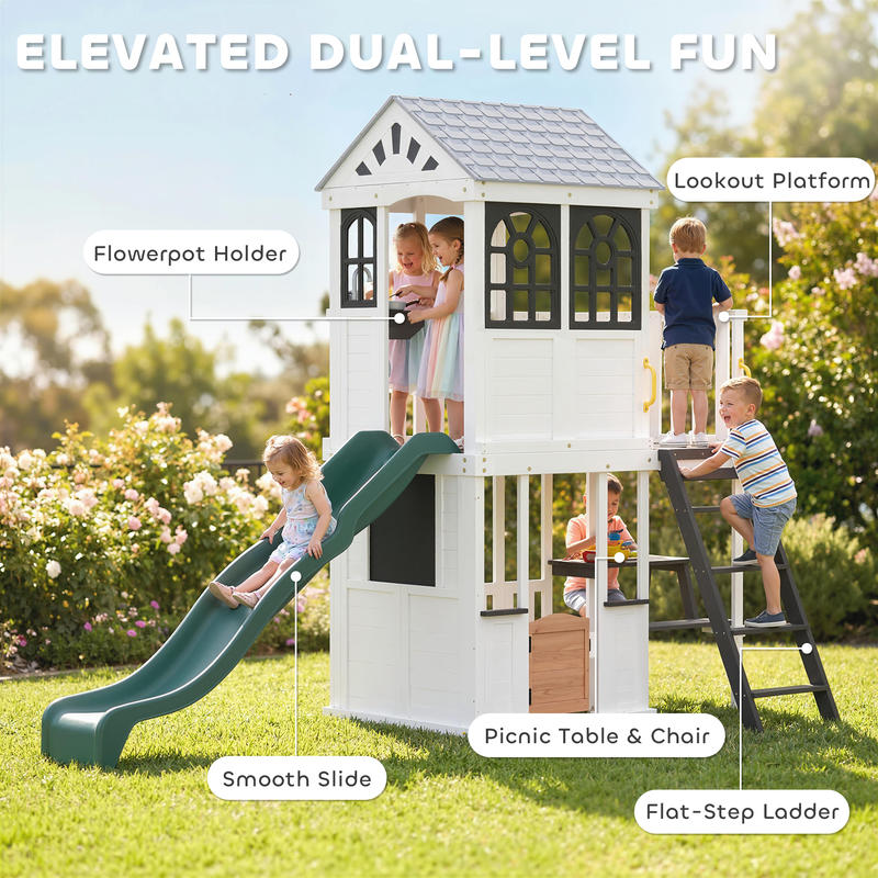 Qaba Two-Story Outdoor Playhou - Qaba Kids Outdoor Playhouse ulasan dan harga